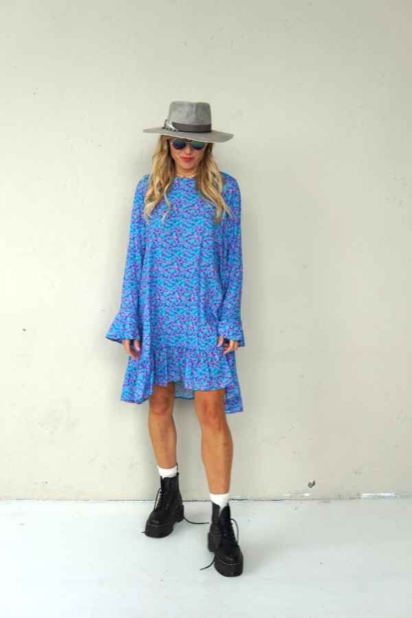 BOHO BLUE DRESS WITH LONG SLEEVES