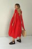 ROMANTIC LINEN RED DRESS