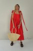 ROMANTIC LINEN RED DRESS