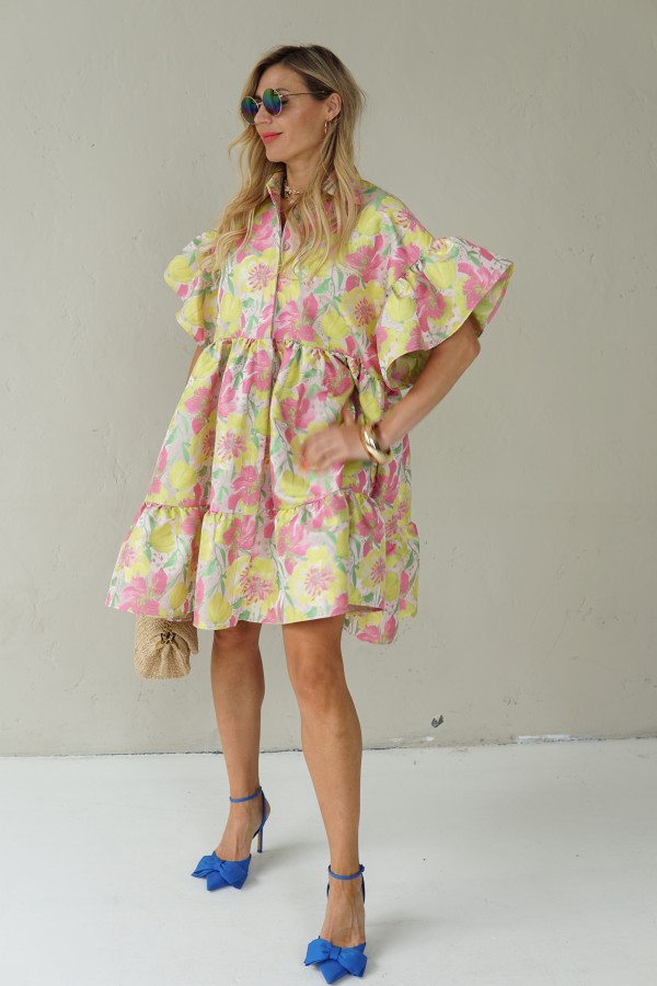LUXURY JACQUARD PINK DRESS