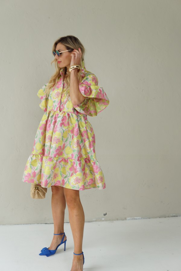 LUXURY JACQUARD PINK DRESS