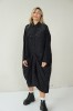 BLACK LONG JACQUARD SHIRT WITH FRONT PLEAT