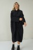 BLACK LONG JACQUARD SHIRT WITH FRONT PLEAT