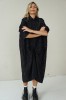 BLACK LONG JACQUARD SHIRT WITH FRONT PLEAT