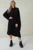 BLACK LONG JACQUARD SHIRT WITH FRONT PLEAT