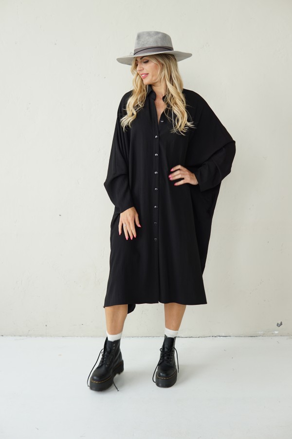 LONG VISCOSE SHIRT WITH PLEATED BACK