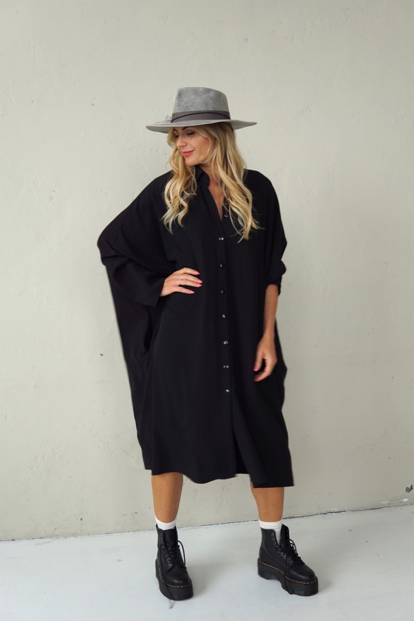 LONG VISCOSE SHIRT WITH PLEATED BACK