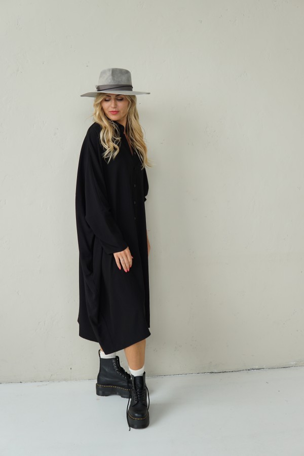 LONG VISCOSE SHIRT WITH PLEATED BACK