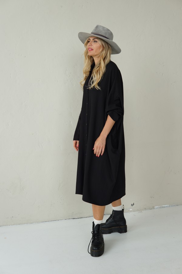 LONG VISCOSE SHIRT WITH PLEATED BACK