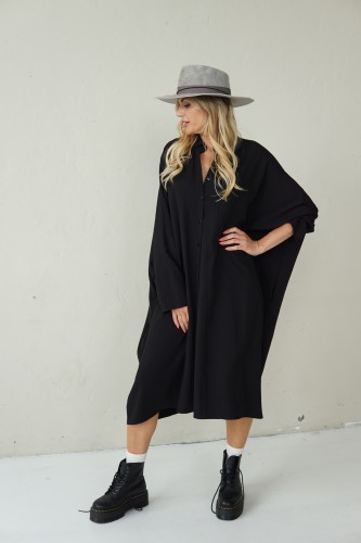 LONG VISCOSE SHIRT WITH PLEATED BACK