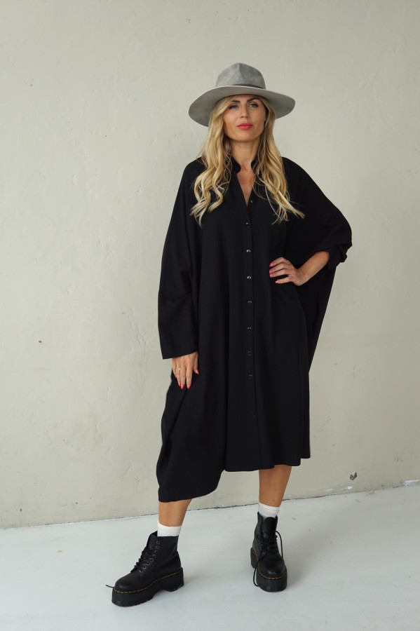 LONG VISCOSE SHIRT WITH PLEATED BACK