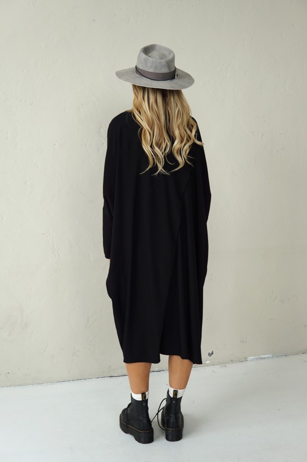 LONG VISCOSE SHIRT WITH PLEATED BACK