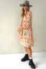 ROMANTIC VISCOSE DRESS WITH PUFF SLEEVES