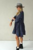 GREY LINEN DRESS WITH LONG SLEEVE
