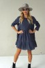 GREY LINEN DRESS WITH LONG SLEEVE