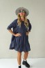 GREY LINEN DRESS WITH LONG SLEEVE