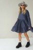 GREY LINEN DRESS WITH LONG SLEEVE