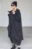 Black fleece long oversized hoodie with zipper