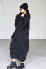 Black fleece long oversized hoodie with zipper