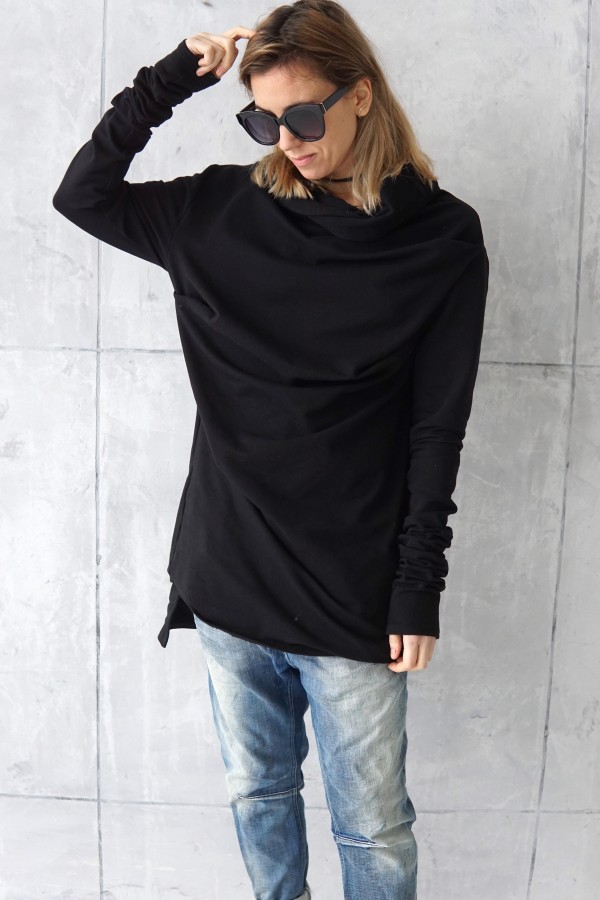 Black long sleeve top for women