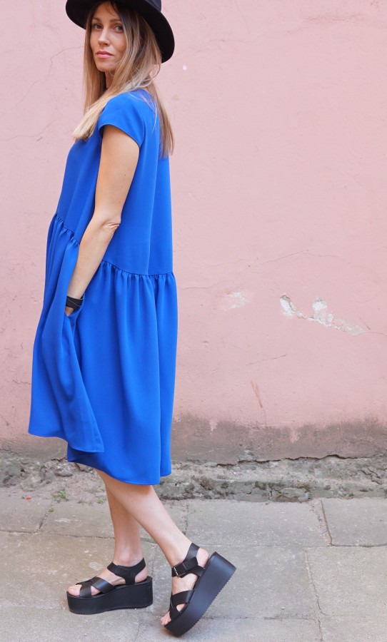 blue light silhouette dress