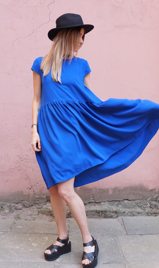 blue light silhouette dress