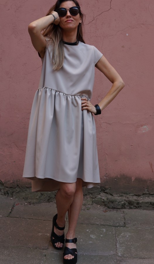 creamy light silhouette dress