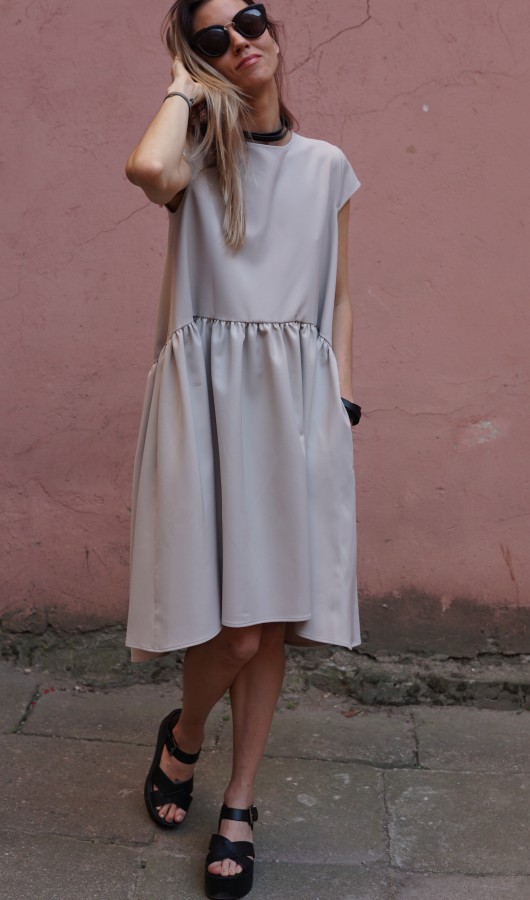 creamy light silhouette dress