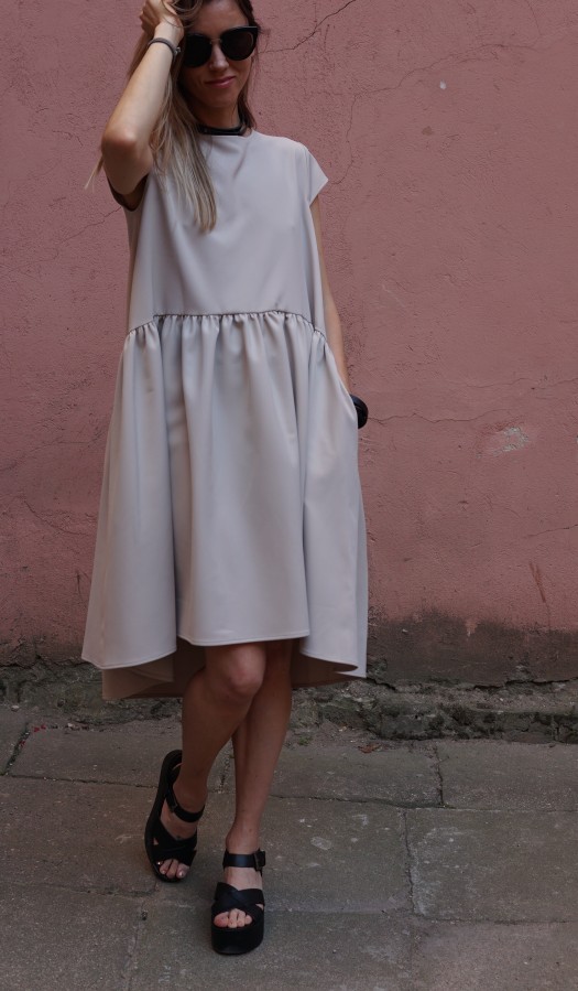 creamy light silhouette dress