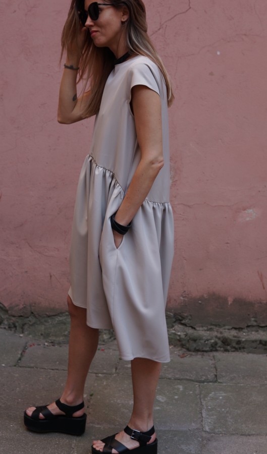 creamy light silhouette dress