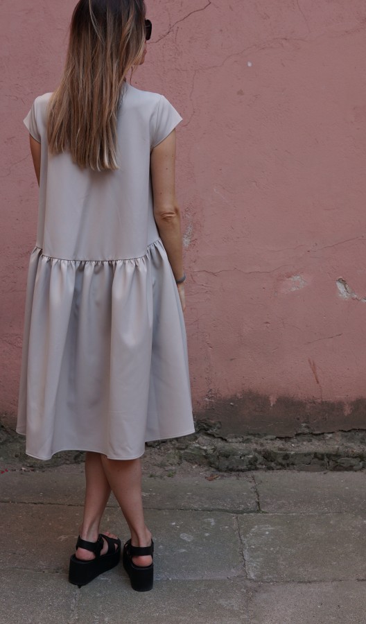 creamy light silhouette dress