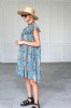 BOHO BLUE DRESS WITH SHORT SLEEVES