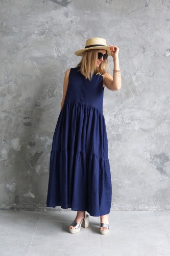 Linen blue dress Vanagupe 2, linen dresses for women