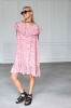 BOHO PINK DRESS WITH SHORT SLEEVES