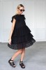 BLACK EMBROIDERED COTTON DRESS MONACO