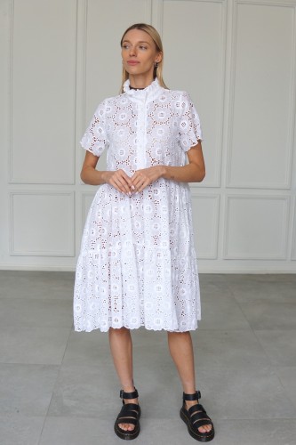 WHITE EMBROIDERED SHIRT DRESS 2