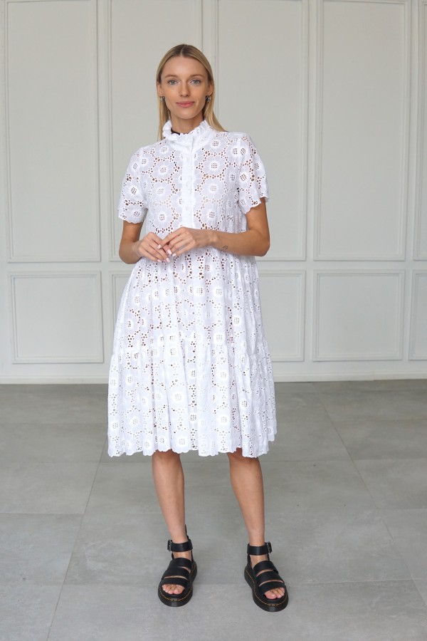 WHITE EMBROIDERED SHIRT DRESS 2