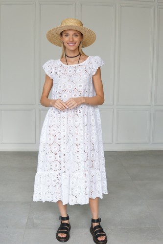 WHITE EMBROIDERED COTTON DRESS