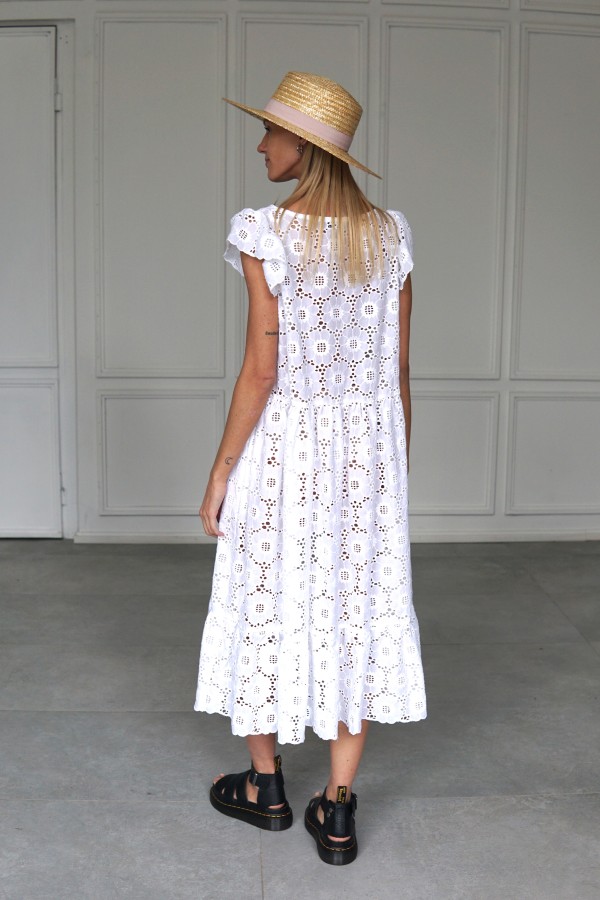 WHITE EMBROIDERED COTTON DRESS