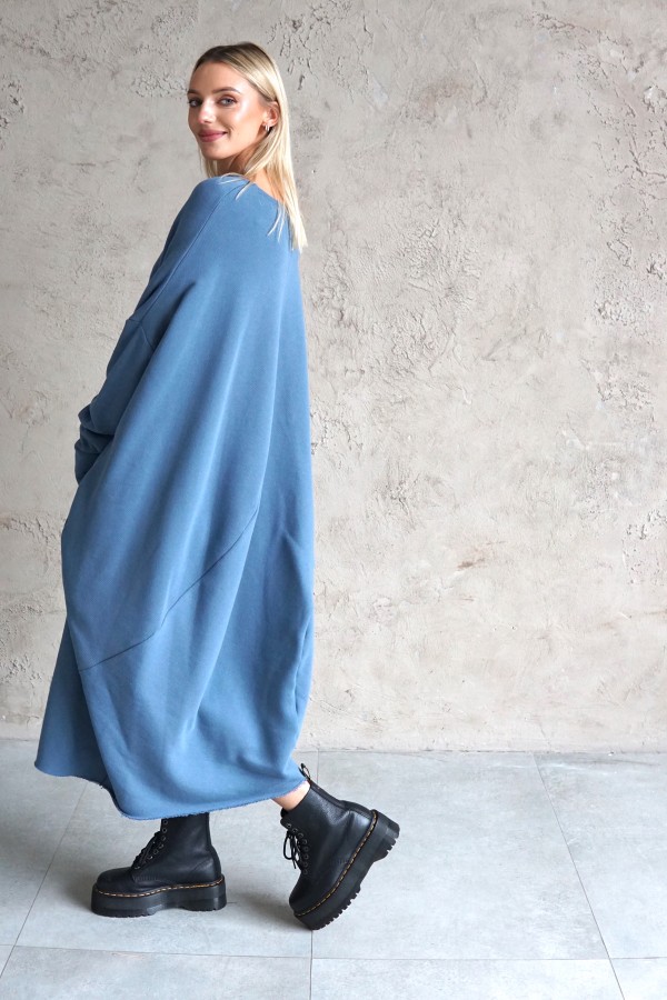 Casual maxi dress in blue jersey
