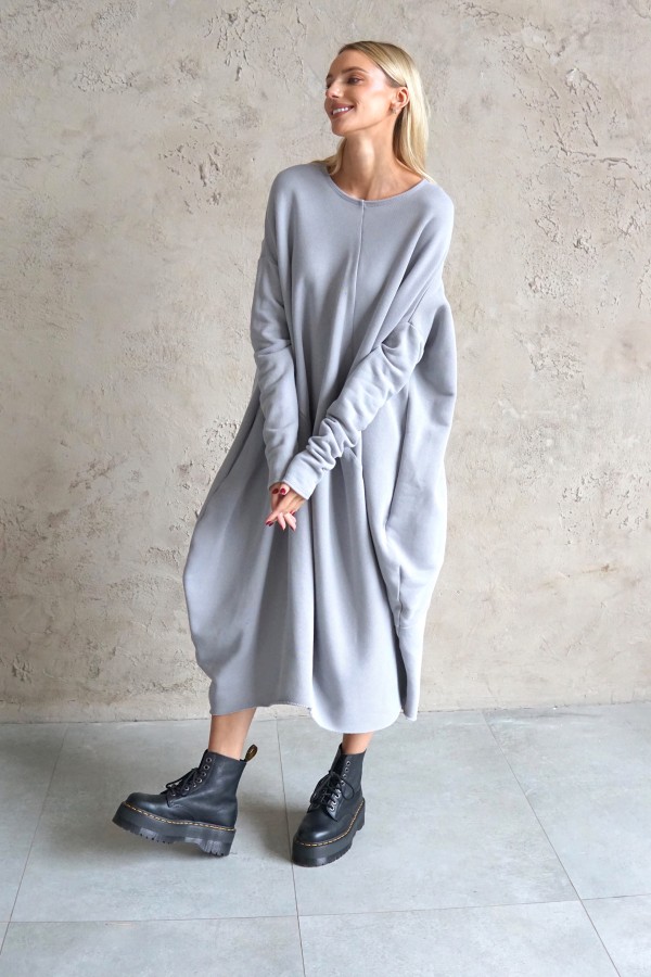 Casual maxi dress in gray jersey