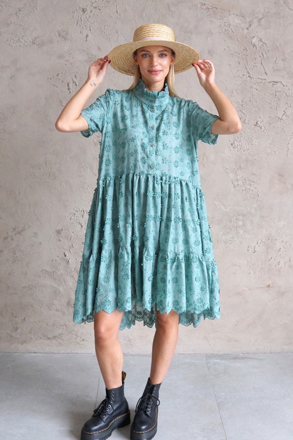 BLUE COTTON SHIRT DRESS 