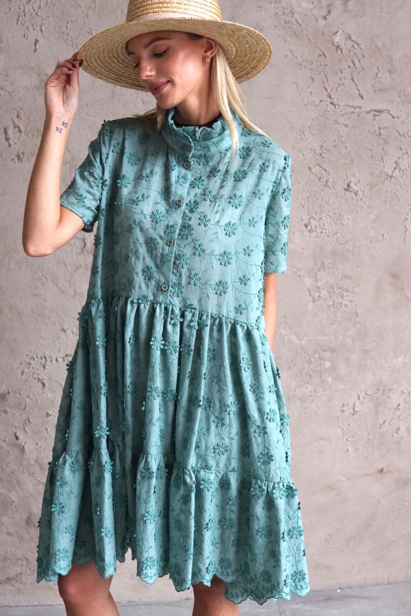 BLUE COTTON SHIRT DRESS 