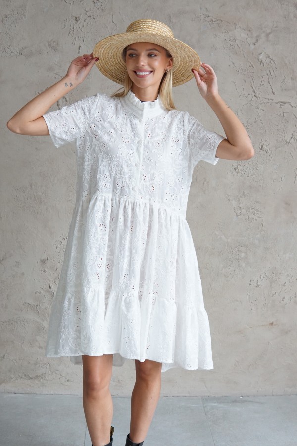 WHITE COTTON SHIRT DRESS