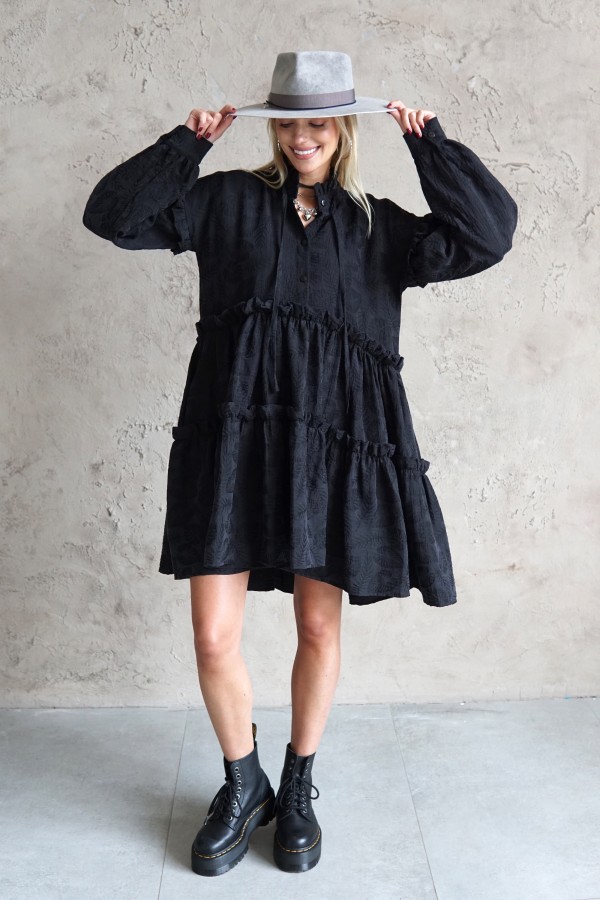 BLACK COTTON DRESS MALAGA