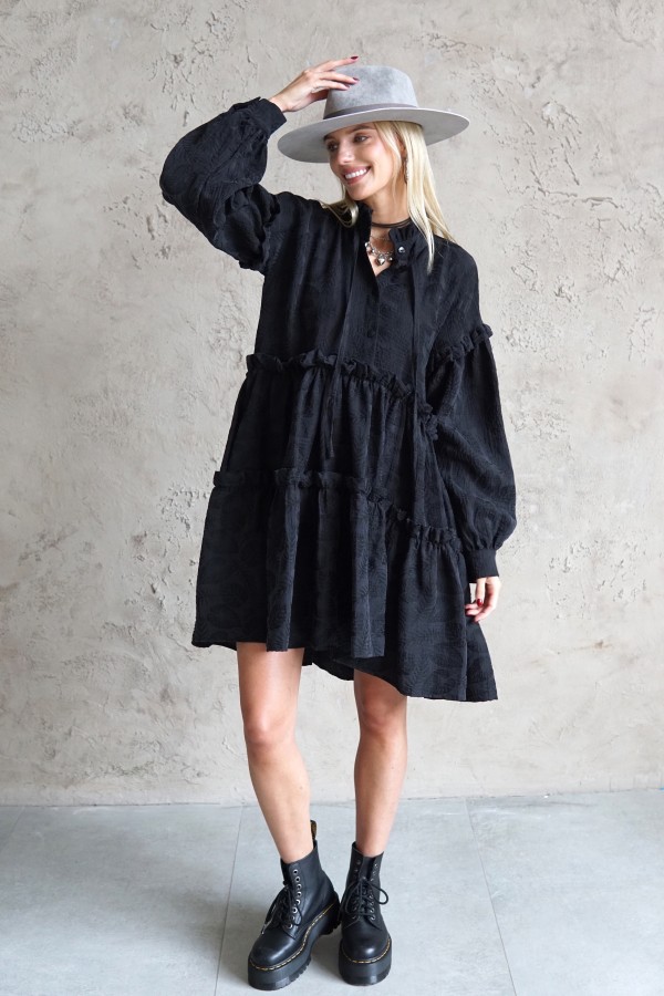 BLACK COTTON DRESS MALAGA