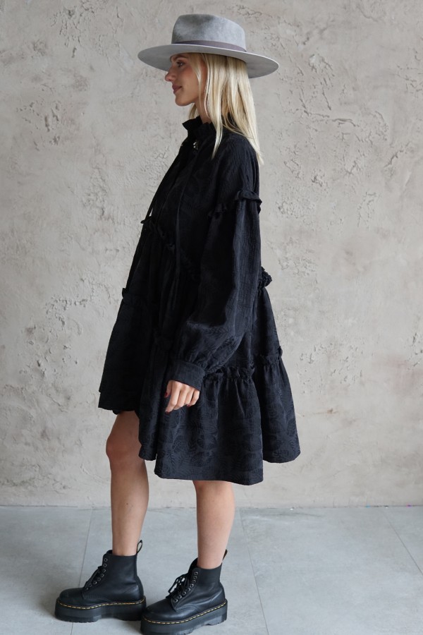 BLACK COTTON DRESS MALAGA