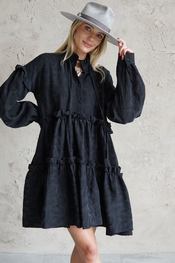 BLACK COTTON DRESS MALAGA