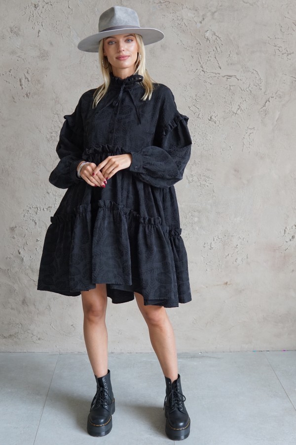 BLACK COTTON DRESS MALAGA