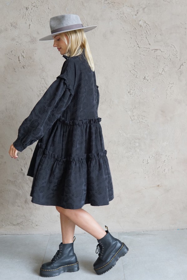 BLACK COTTON DRESS MALAGA